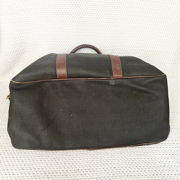 Dunhill Authentic Vintage Brown Grey Coated Canvas Weekender Bag Plaid Lining - Picture 13 of 14
